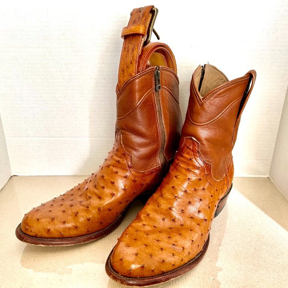 Tecovas men\'s OSTRICH Zip Boots sz 8.5D with matching belt 34 main image 10